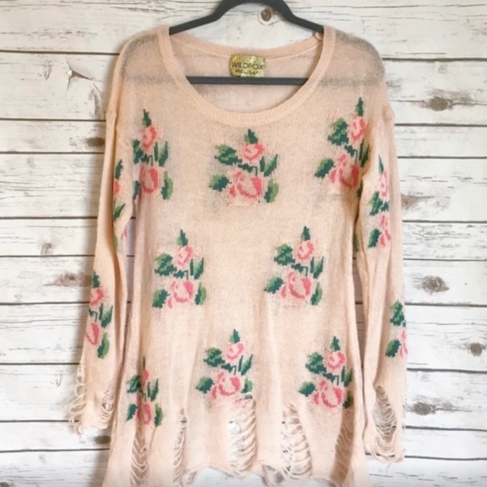 Wildfox Oversized Lennon Prairie Rose Sweater
